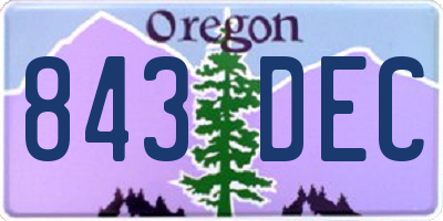 OR license plate 843DEC