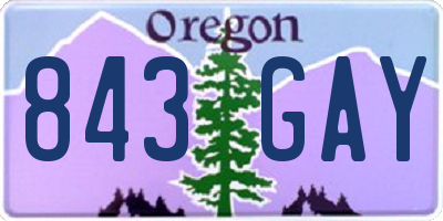 OR license plate 843GAY