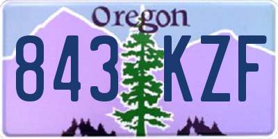 OR license plate 843KZF