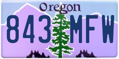 OR license plate 843MFW