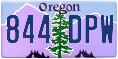 OR license plate 844DPW