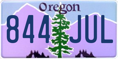 OR license plate 844JUL