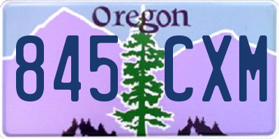 OR license plate 845CXM