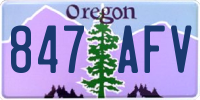 OR license plate 847AFV