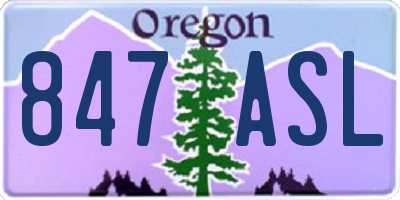 OR license plate 847ASL