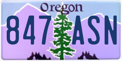 OR license plate 847ASN