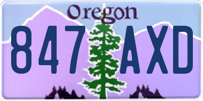 OR license plate 847AXD