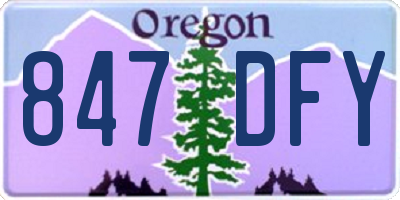 OR license plate 847DFY