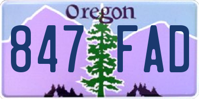 OR license plate 847FAD