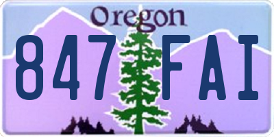 OR license plate 847FAI