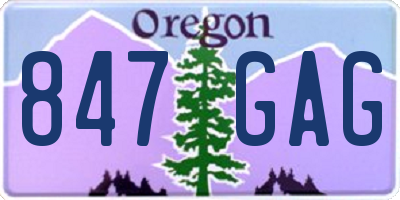 OR license plate 847GAG