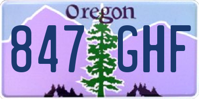 OR license plate 847GHF