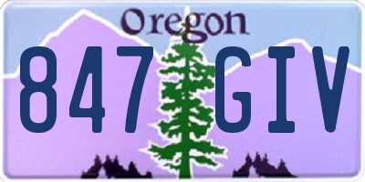 OR license plate 847GIV
