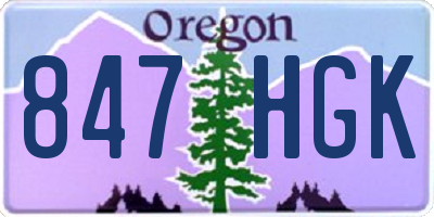 OR license plate 847HGK