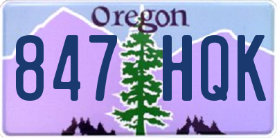 OR license plate 847HQK