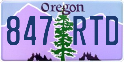 OR license plate 847RTD