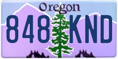 OR license plate 848KND