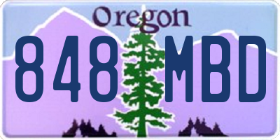 OR license plate 848MBD