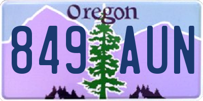 OR license plate 849AUN