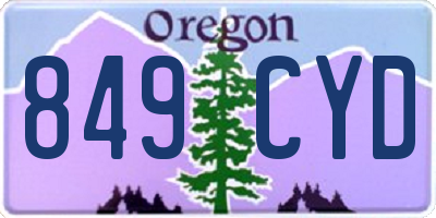 OR license plate 849CYD