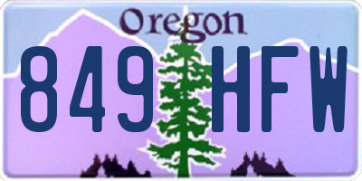 OR license plate 849HFW