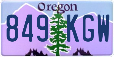 OR license plate 849KGW