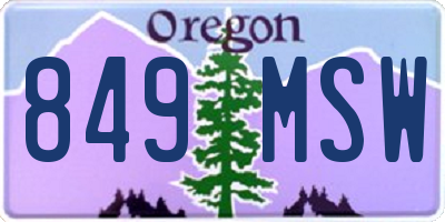 OR license plate 849MSW
