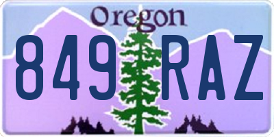 OR license plate 849RAZ