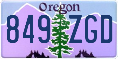 OR license plate 849ZGD