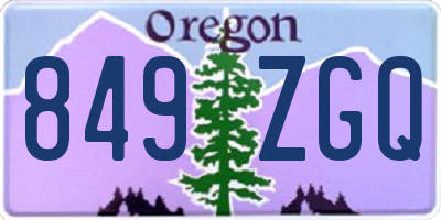 OR license plate 849ZGQ