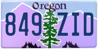 OR license plate 849ZID