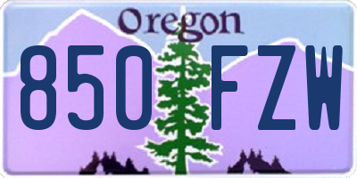 OR license plate 850FZW
