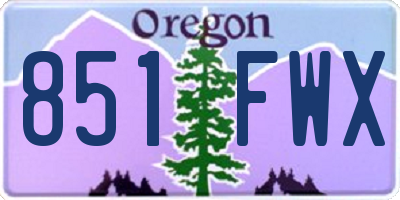 OR license plate 851FWX