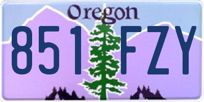 OR license plate 851FZY
