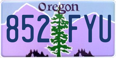 OR license plate 852FYU