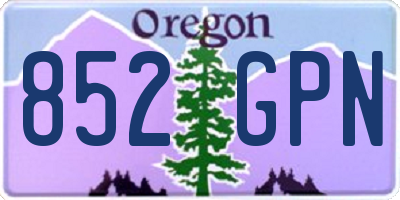 OR license plate 852GPN