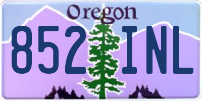 OR license plate 852INL