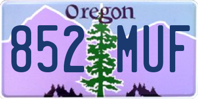 OR license plate 852MUF