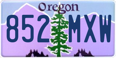 OR license plate 852MXW