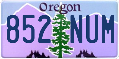 OR license plate 852NUM
