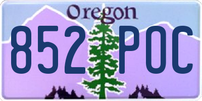 OR license plate 852POC