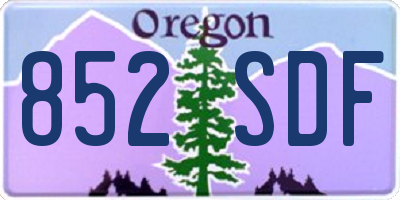 OR license plate 852SDF