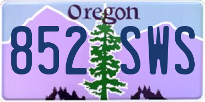 OR license plate 852SWS