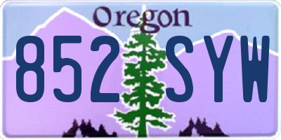 OR license plate 852SYW