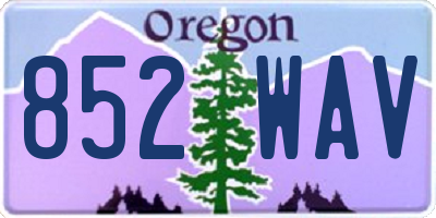 OR license plate 852WAV