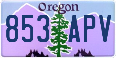 OR license plate 853APV