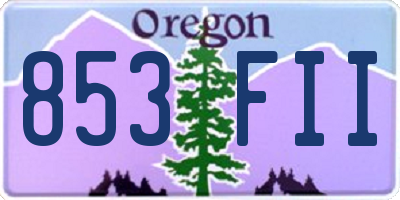 OR license plate 853FII