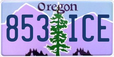 OR license plate 853ICE