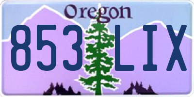 OR license plate 853LIX