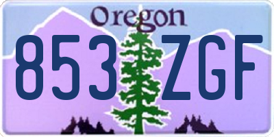 OR license plate 853ZGF